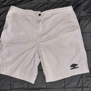 Vintage Umbro Shorts Mens Large Beige Cargo Pocket Ripstop Elastic Waist Soccer
